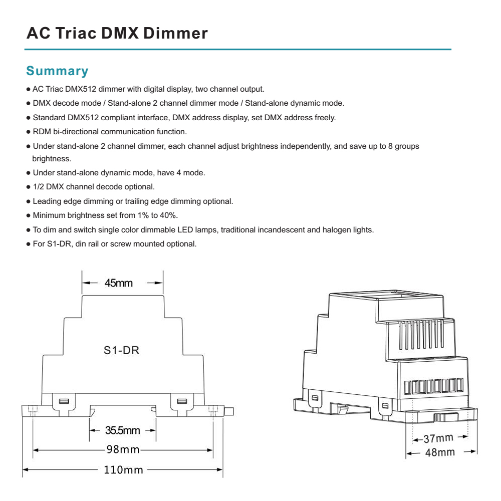 110V-220V AC Triac LED Dimmer Switch+RF Brightness Control for Single Color  Lamp